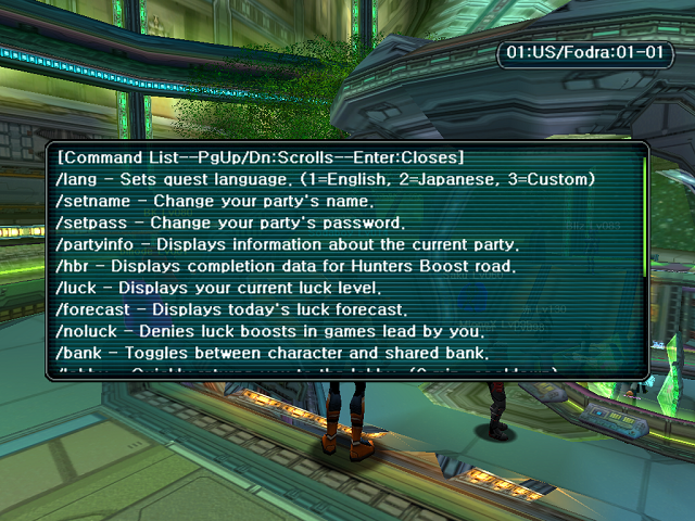 Phantasy Star Online - Ephinea - A List of Server Commands