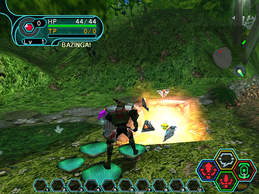 Phantasy Star Online - Ephinea - A HUcast destroys a box to get at the item within.