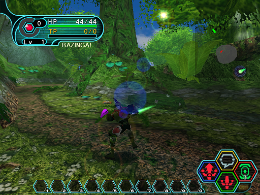 Phantasy Star Online - Forest - A HUcast performing part 2 of a 3 button combo.