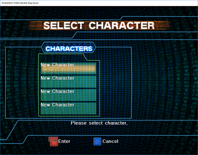 Phantasy Star Online - Ephinea - Character Selection