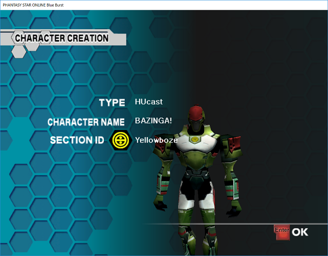 Phantasy Star Online - Ephinea - Finalizing A Character and Receiving A Section ID