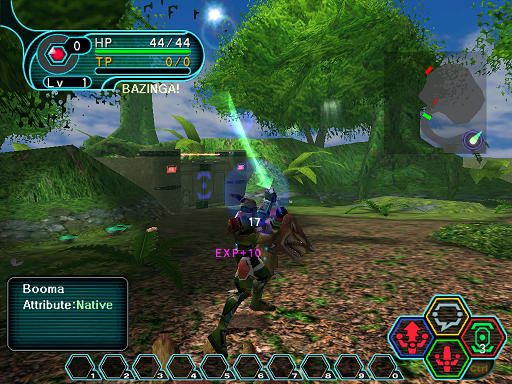 Phantasy Star Online - Forest - A HUcast receiving experience from a defeated enemy.