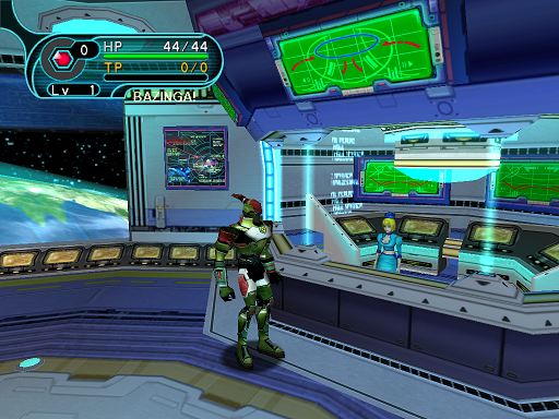 Phantasy Star Online - Hunter's Guild - A HUcast stands next to the guild counter