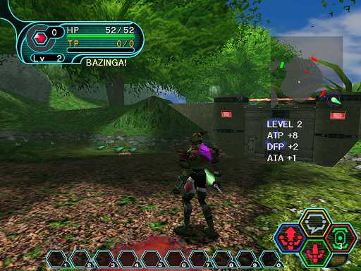 Phantasy Star Online - Forest - A HUcast leveling up.