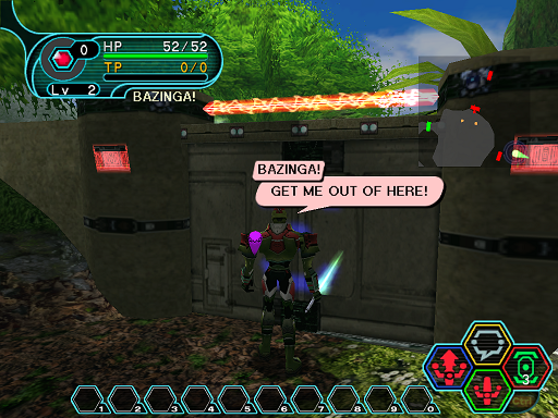 Phantasy Star Online - Forest - HUcast in front of locked door