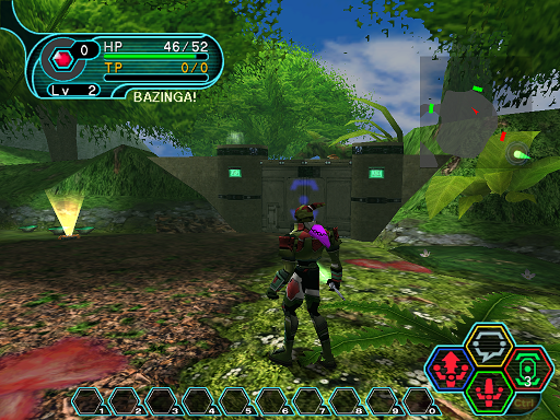 Phantasy Star Online - Forest - HUcast in front of unlocked door