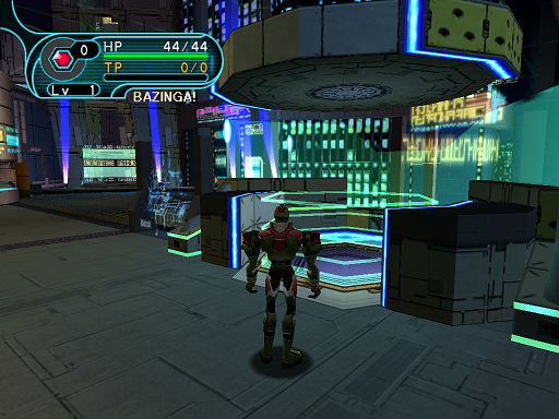 Phantasy Star Online - Pioneer 2 - A HUcast spots the teleport to the Principal's office