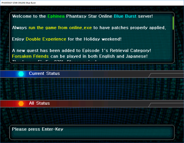 Phantasy Star Online - Ephinea - Connecting to the patch server.