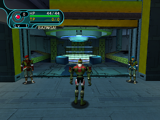 Phantasy Star Online - Pioneer 2 - A HUcast approaches the teleporter to Ragol