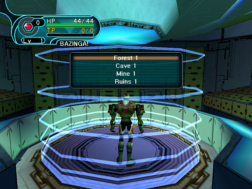 Phantasy Star Online - Pioneer 2 - A HUcast is deciding where on Ragol he would like to be teleported to